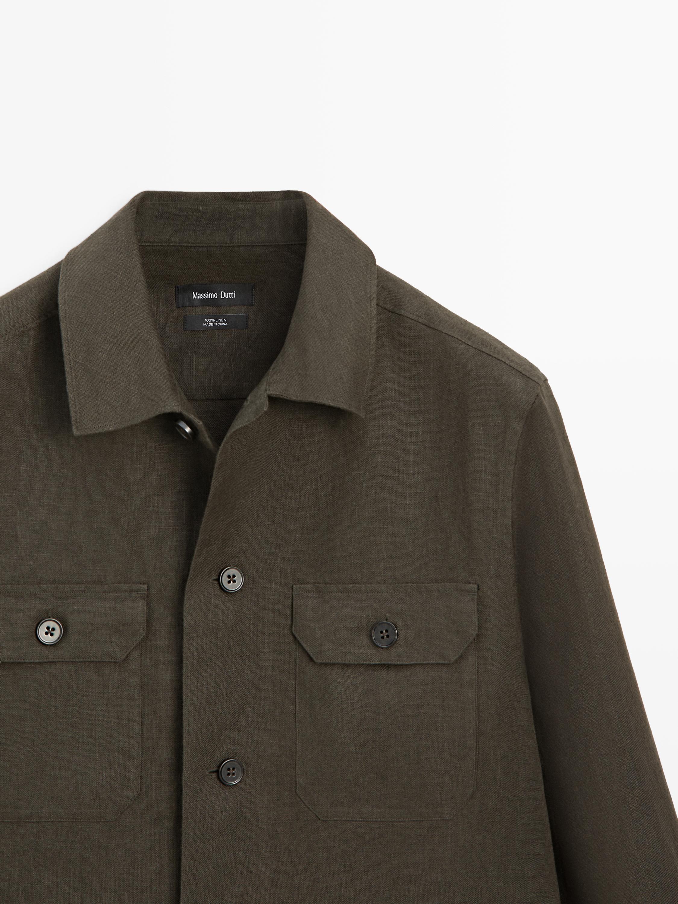 Total look linen overshirt with pockets